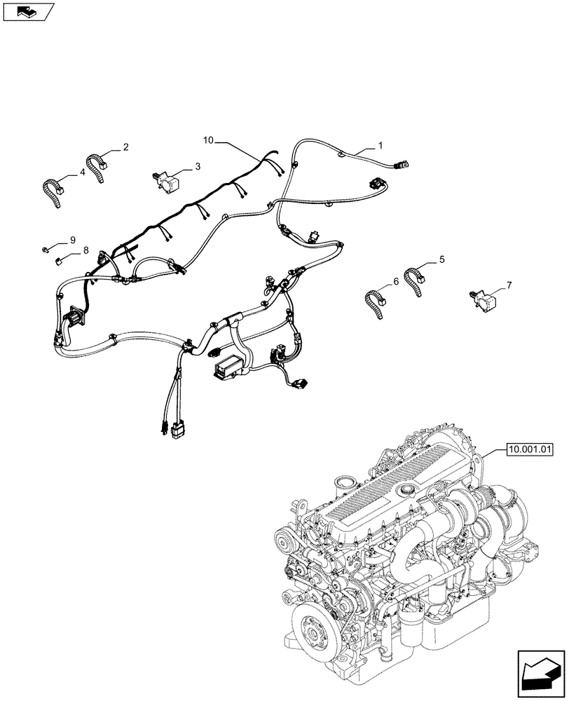 Схема запчастей Case IH F3DFE613B A002 - (55.100.05) - MOTOR ELECTRIC INSTALLATION (504386635 - 5801392635) (55) - ELECTRICAL SYSTEMS