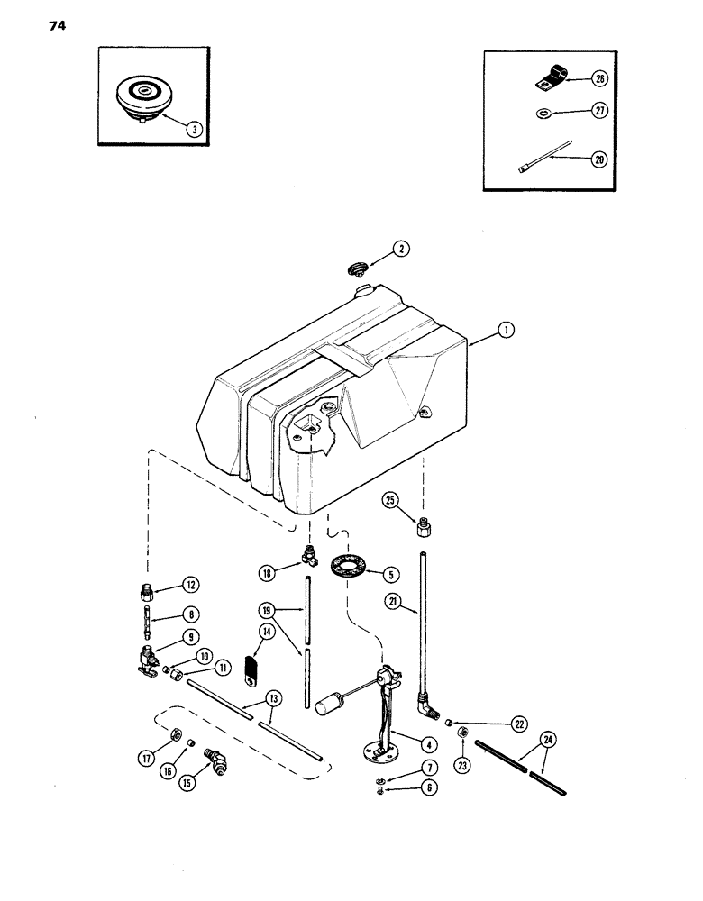 Схема запчастей Case IH 770 - (074) - FUEL TANK AND LINES, 267B DIESEL ENGINE (03) - FUEL SYSTEM