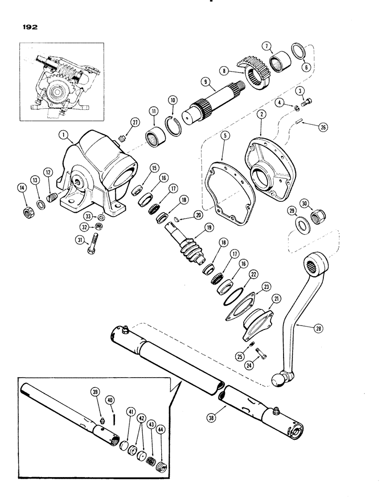 Схема запчастей Case IH 830-SERIES - (192) - STEERING GEAR, MECHANICAL STD. FOUR WHEEL, DRAG LINK (05) - STEERING