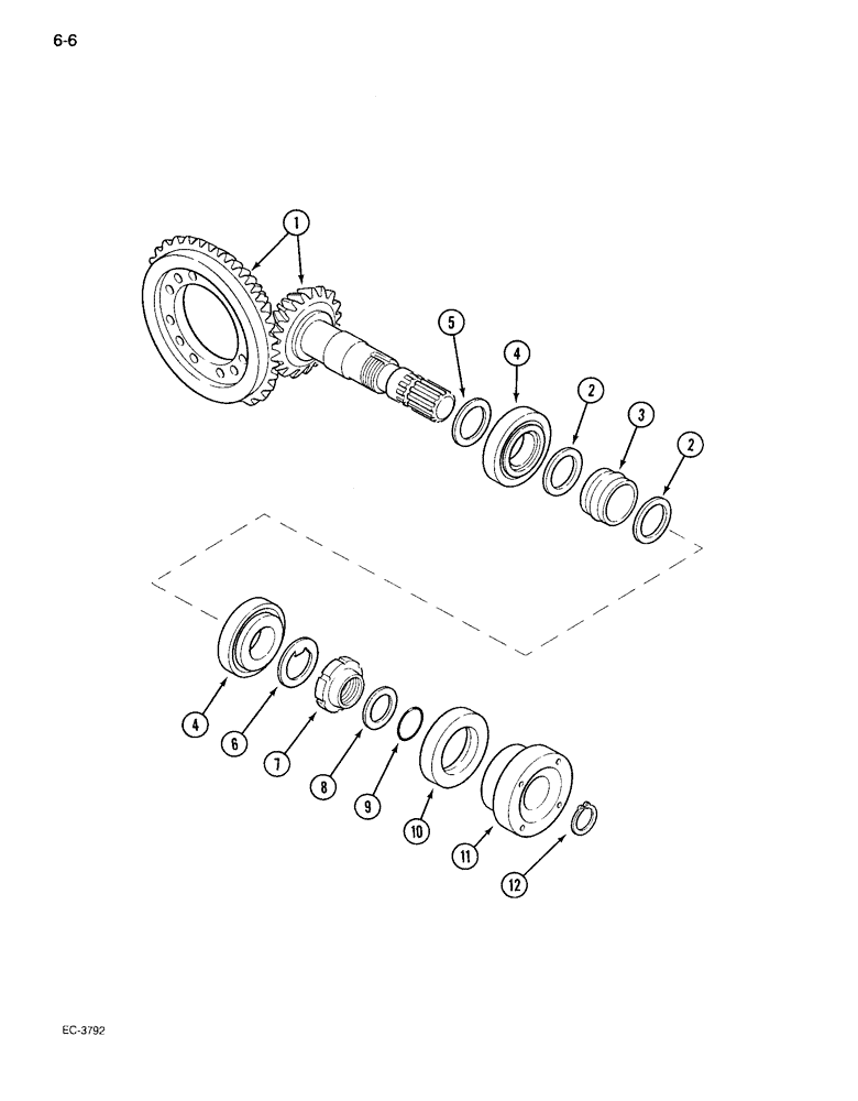 Схема запчастей Case IH 95-SERIES - (6-06) - BEVEL GEAR PINION SET, MFD AXLE (06) - POWER TRAIN