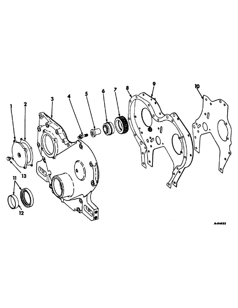 Схема запчастей Case IH 1206 - (D-05) - DIESEL ENGINES, CRANKCASE FRONT COVER AND IDLER GEAR (01) - ENGINE