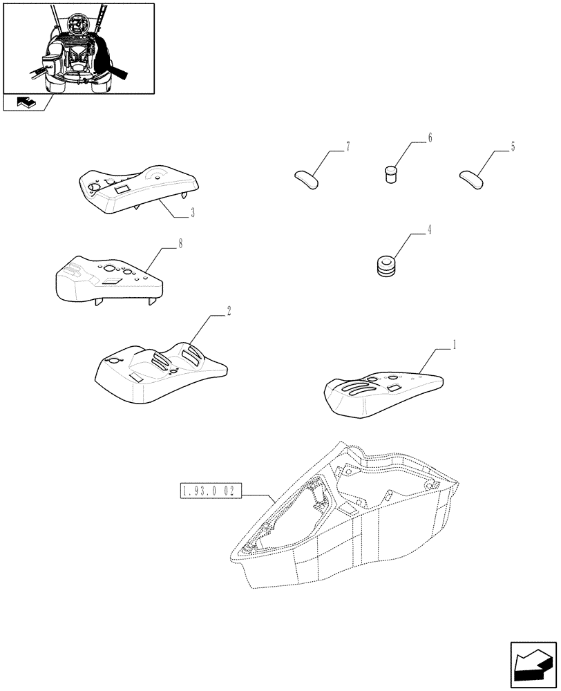 Схема запчастей Case IH PUMA 125 - (1.93.0[03]) - CONTROLS COVER - RH (10) - OPERATORS PLATFORM/CAB