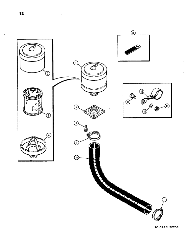 Схема запчастей Case IH 201 - (12) - AIR CLEANER SYSTEM 