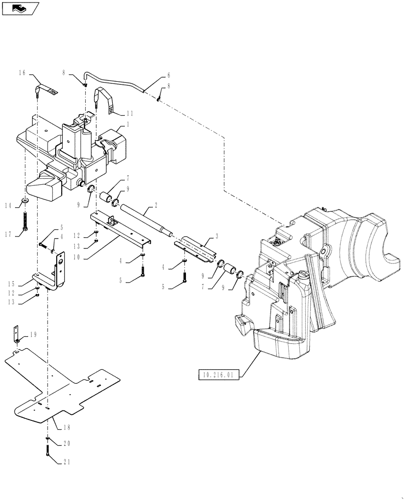 Схема запчастей Case IH PUMA 160 - (10.216.04) - VAR - 330142, 337142, 390142 - AUXILIARY TANK, SUPPORTS AND GUARDS (10) - ENGINE