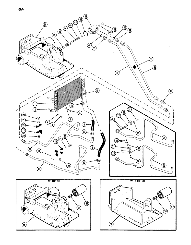 Схема запчастей Case IH 1030 - (005A) - OIL COOLER AND LINES, FIRST USED TRACTOR SERIAL NUMBER 8310335 (02) - ENGINE