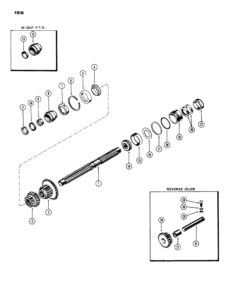 Схема запчастей Case IH 430 - (156) - TRANSMISSION MAIN SHAFT (06) - POWER TRAIN