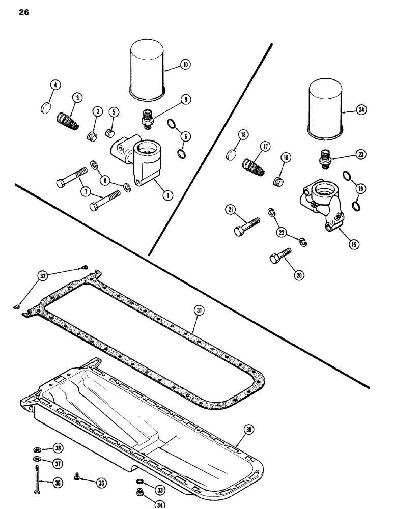 Схема запчастей Case IH 970 - (026) - OIL FILTER, (401B) DIESEL ENGINE (02) - ENGINE