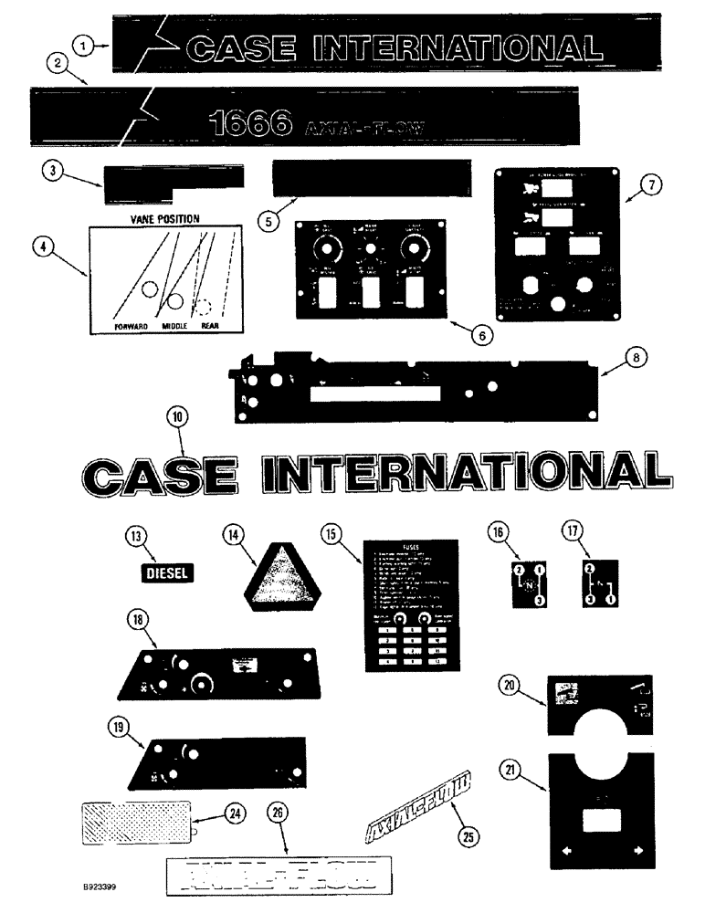 Схема запчастей Case IH 1666 - (9H-28) - DECALS, COMBINE (12) - CHASSIS