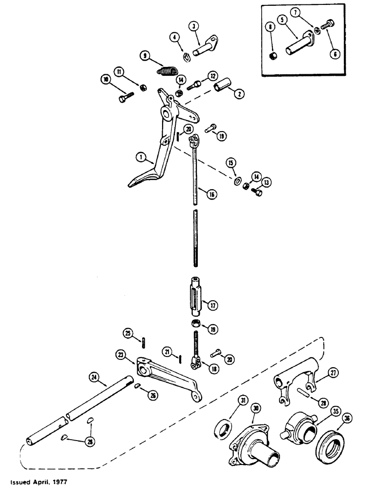 Схема запчастей Case IH 1175 - (100) - CLUTCH PEDAL AND LINKAGE (06) - POWER TRAIN