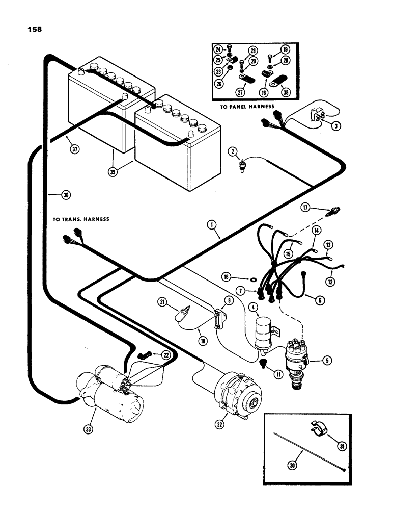 Схема запчастей Case IH 970 - (158) - ENGINE HARNESS, 377B SPARK IGNITION ENGINES (04) - ELECTRICAL SYSTEMS