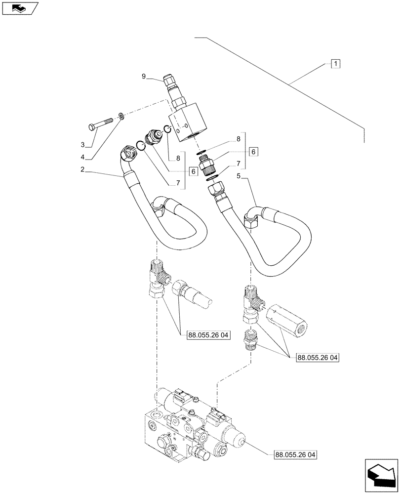 Схема запчастей Case IH PUMA 170 - (88.055.26[05]) - DIA KIT - AUTO GUIDANCE SYSTEM READY - VALVES AND PIPES (88) - ACCESSORIES