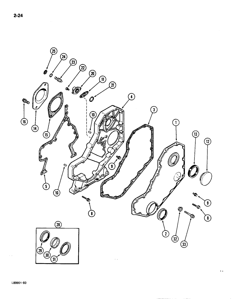 Схема запчастей Case IH 1896 - (2-24) - FRONT GEAR COVER, 6T-590 ENGINE (02) - ENGINE