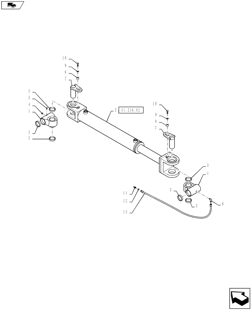 Схема запчастей Case IH STEIGER 400 - (41.216.01) - STEERING CYLINDER - ATTACHMENTS (41) - STEERING