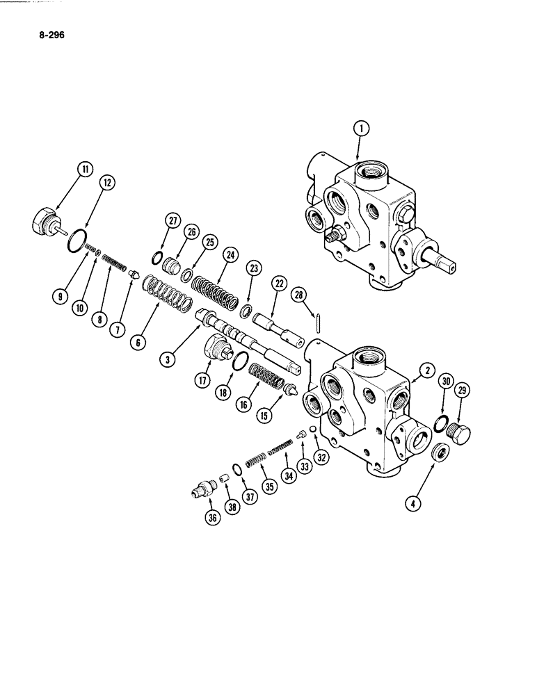 Схема запчастей Case IH 4494 - (8-296) - HYDRAULIC PRESSURE REGULATOR VALVE (08) - HYDRAULICS