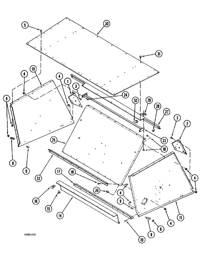 Схема запчастей Case IH 1682 - (9-156) - SEPARATOR HOOD (09) - CHASSIS ATTACHMENTS