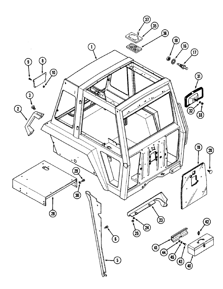 Схема запчастей Case IH 2096 - (9-412) - CAB ASSEMBLY AND ATTACHING PARTS (09) - CHASSIS/ATTACHMENTS