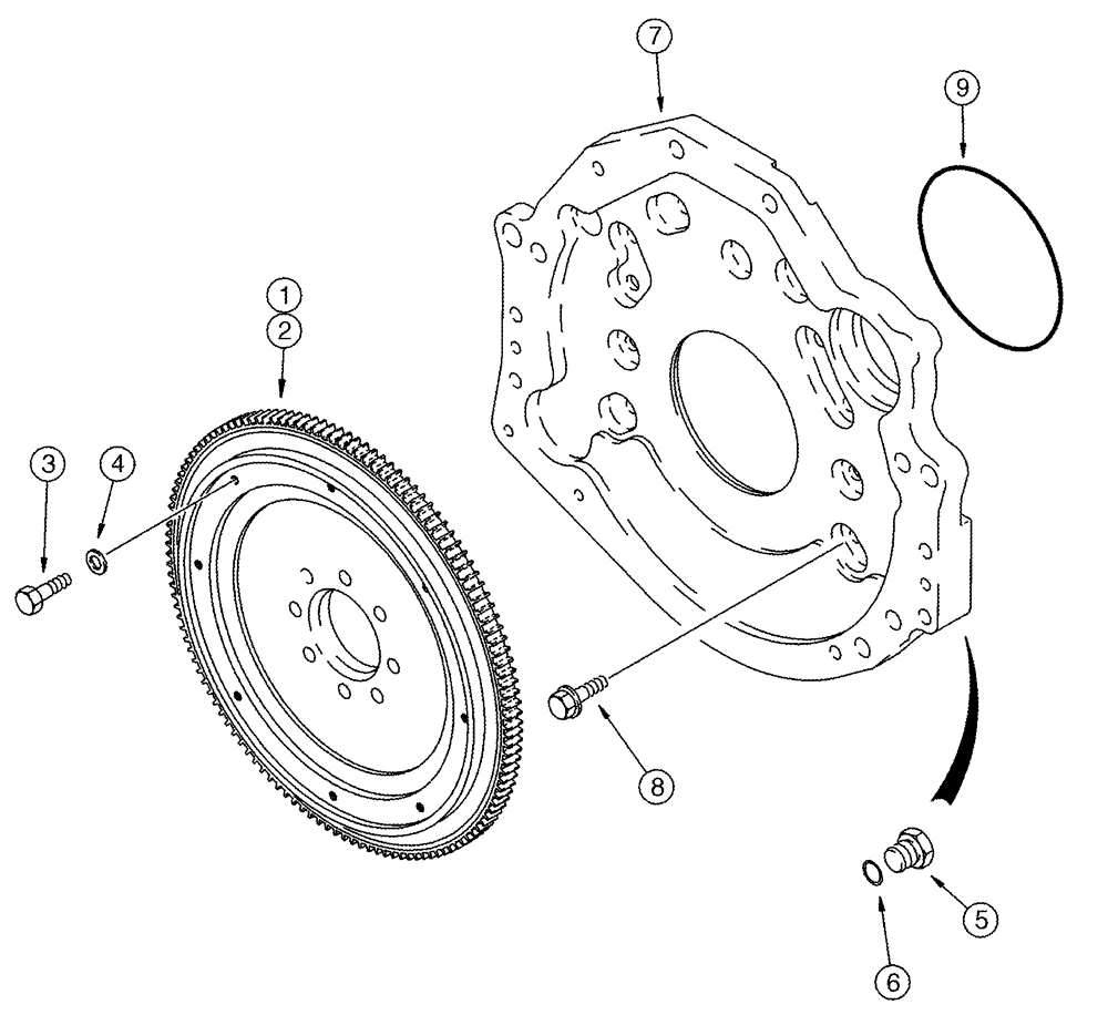 Схема запчастей Case IH 2366 - (02-26) - FLYWHEEL AND BACKING PLATE (01) - ENGINE