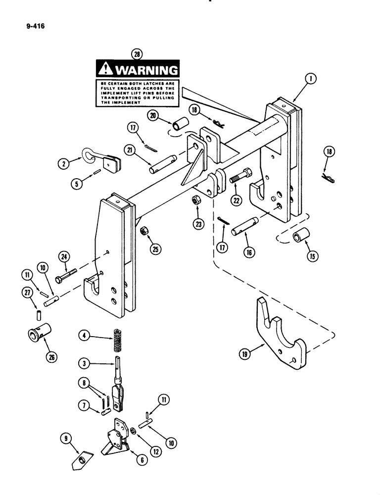 Схема запчастей Case IH 2294 - (9-416) - QUICK HITCH COUPLER, CATEGORY II, WITH STRAIGHT FRAME (09) - CHASSIS/ATTACHMENTS