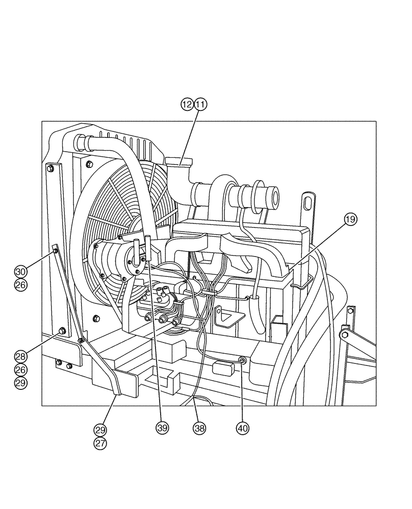 Схема запчастей Case IH SPX2130 - (03-001[01]) - ENGINE ASSEMBLY W/RADIATOR & HYDROSTATIC PUMP (01) - ENGINE