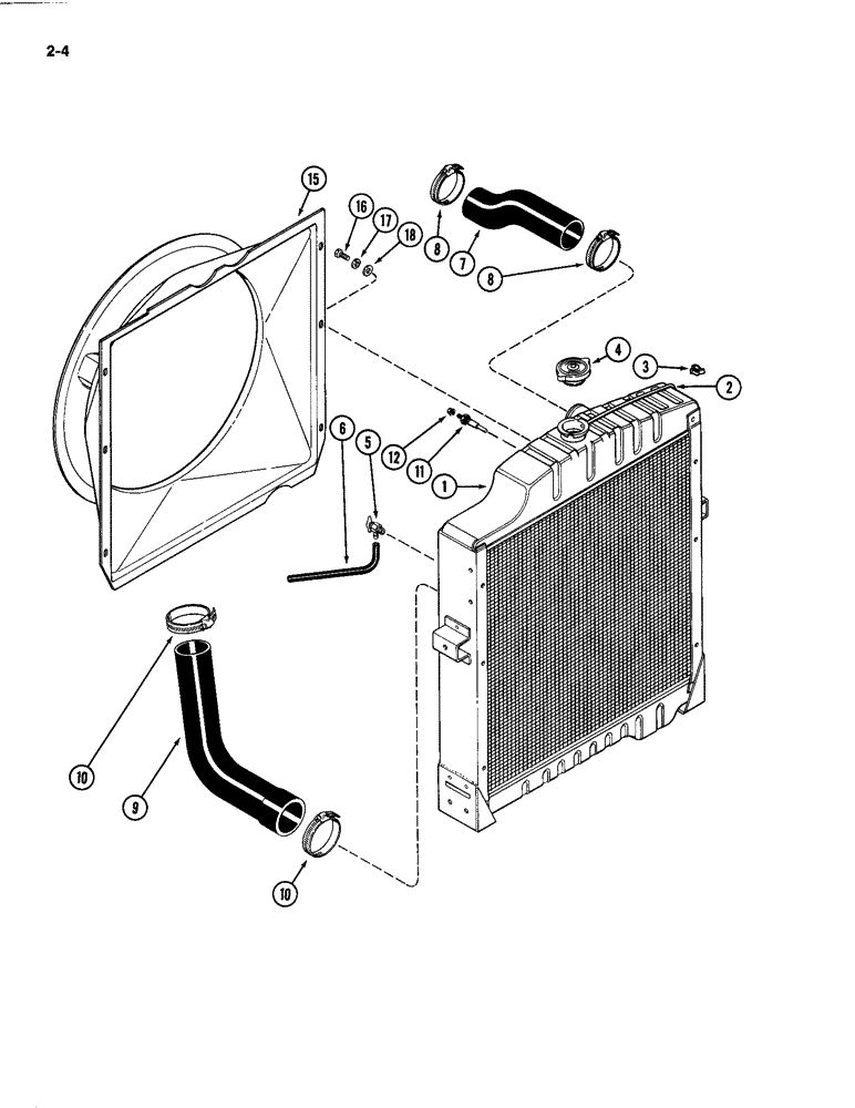 Схема запчастей Case IH 4494 - (2-004) - RADIATOR AND HOSES 540DBT DIESEL ENGINE (02) - ENGINE
