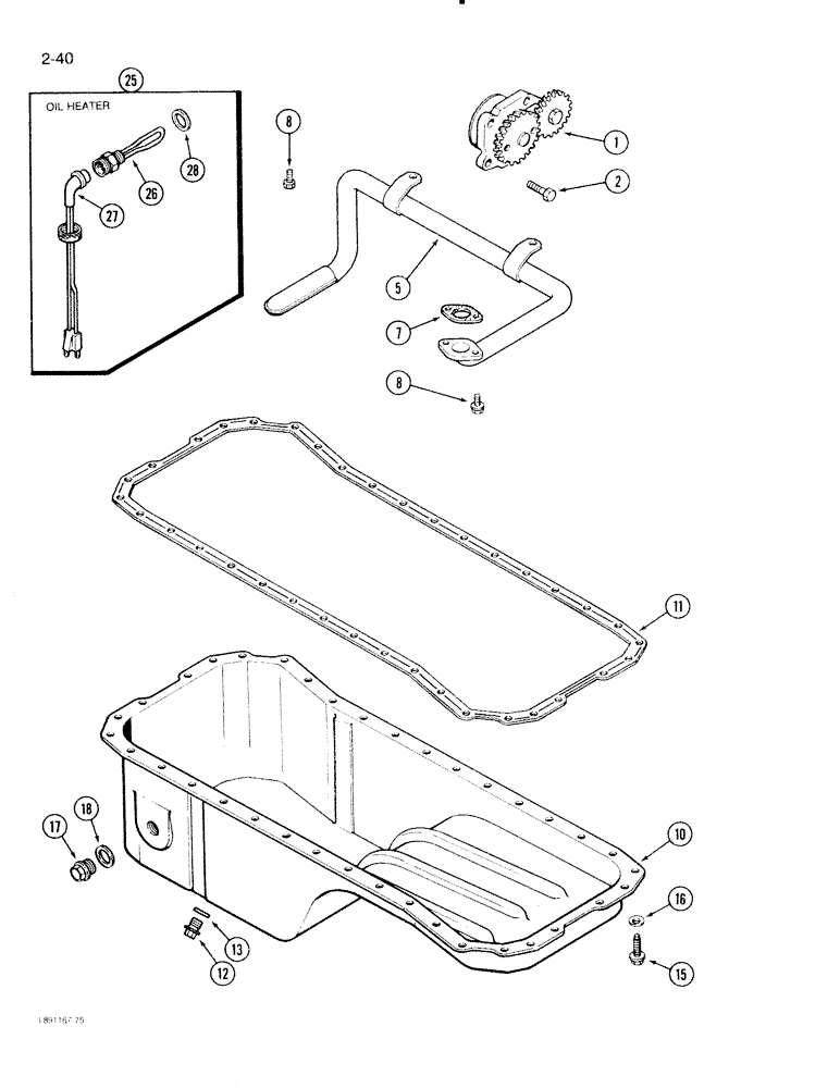 Схема запчастей Case IH 2096 - (2-040) - OIL PUMP AND OIL PAN, 6TA-590 ENGINE (02) - ENGINE