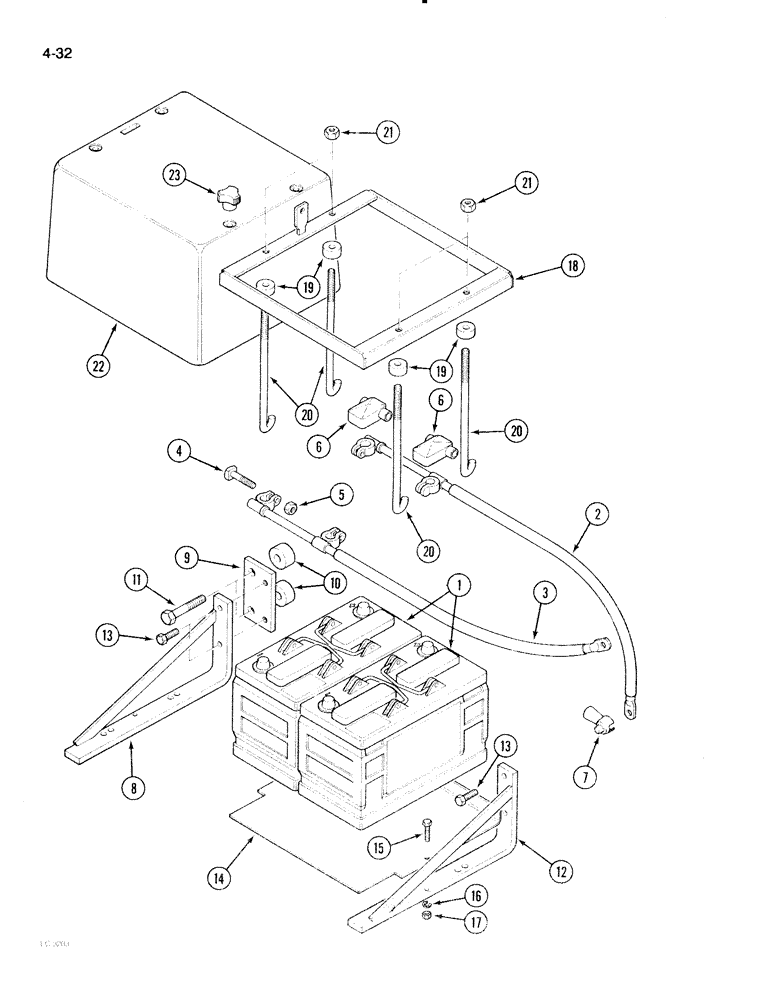 Схема запчастей Case IH 2096 - (4-032) - BATTERY, BATTERY MOUNTING AND CABLES (04) - ELECTRICAL SYSTEMS