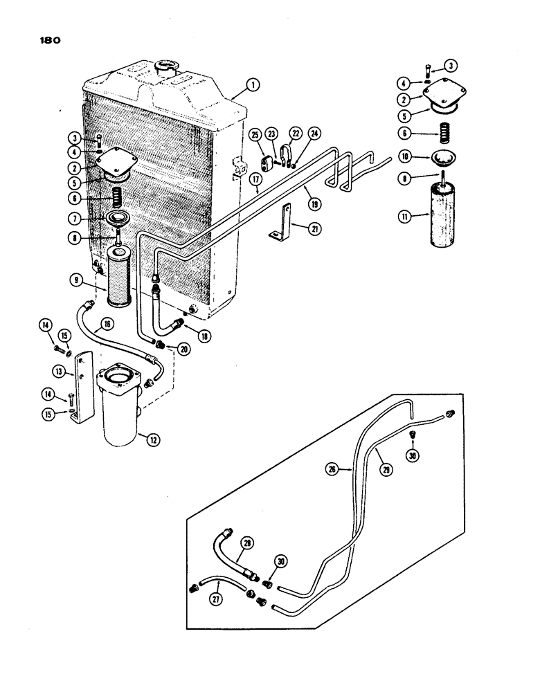 Схема запчастей Case IH 530 - (180) - CASE-O-MATIC, OIL FILTER AND COOLING TUBES, PRIOR TO S/N 8262800 (06) - POWER TRAIN