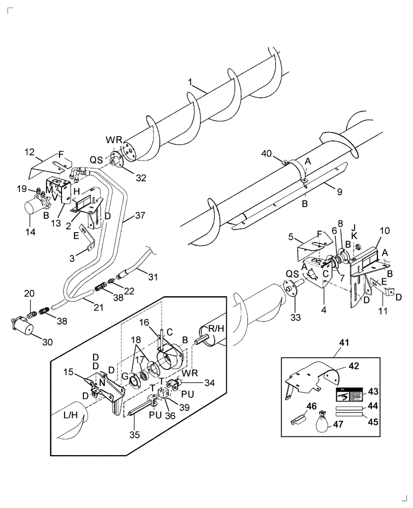 Схема запчастей Case IH 2052 - (09-28) - UPPER CROSS AUGER OPTION (03) - CHASSIS/MOUNTED EQUIPMENT