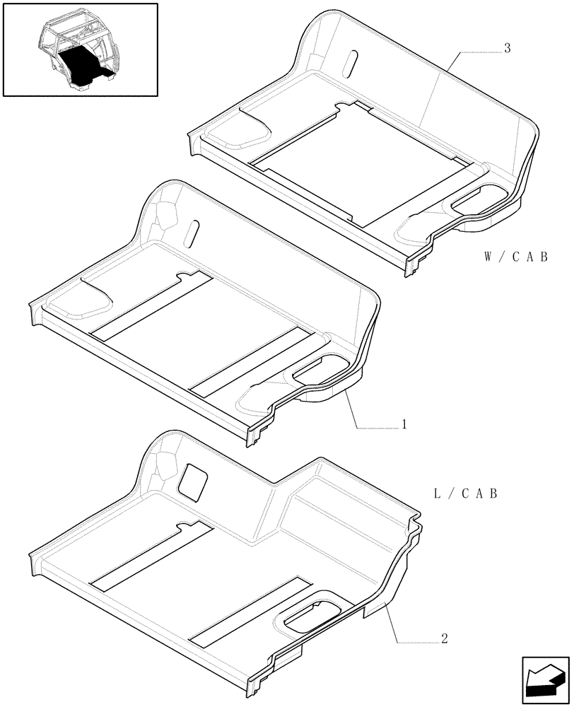 Схема запчастей Case IH MAXXUM 120 - (1.93.2[02]) - REAR MAT (10) - OPERATORS PLATFORM/CAB