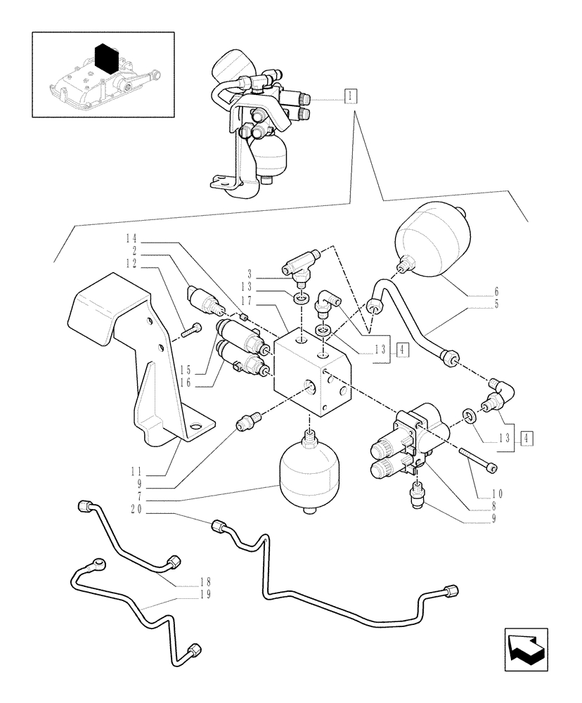 Схема запчастей Case IH JX1095C - (1.82.716[04]) - (VAR.373/1) TRAILER BRAKE VALVE (ITALY) FOR FRONT HPL W/ELECTRIC CONTROL - SOLENOID VALVES (07) - HYDRAULIC SYSTEM