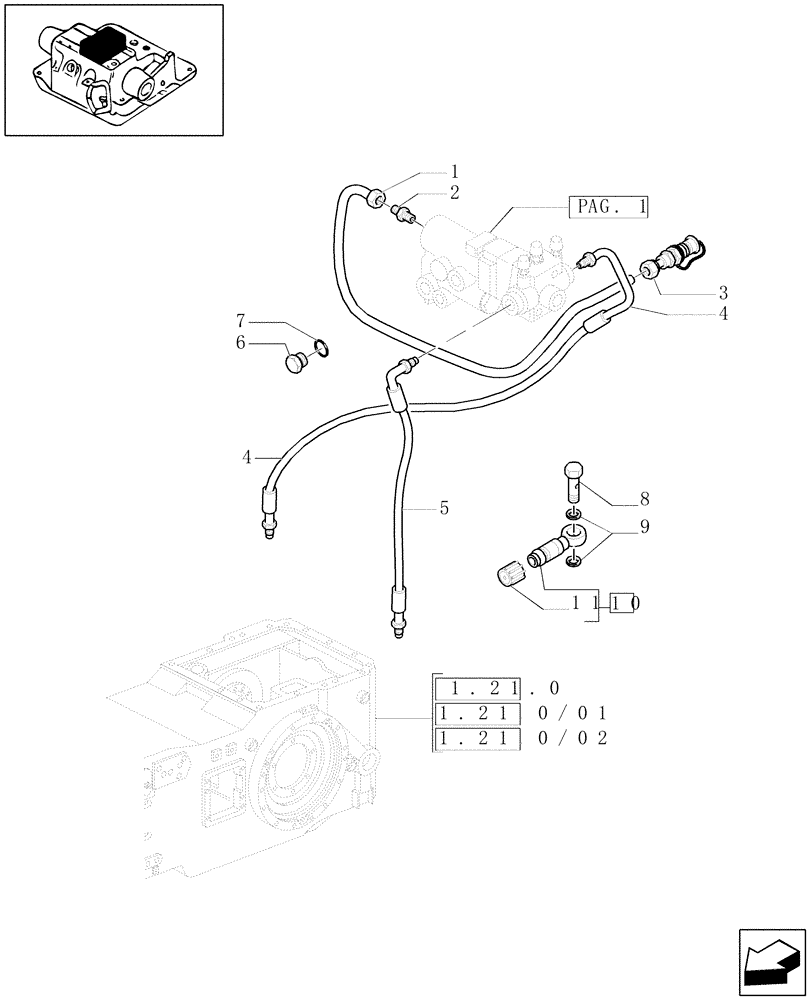 Схема запчастей Case IH MAXXUM 110 - (1.82.713[02]) - CONTROL VALVES WITH TRAILER BRAKE VALVE - VALVE PIPES (VAR.330718) (07) - HYDRAULIC SYSTEM