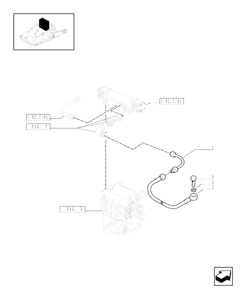 Схема запчастей Case IH JX1095C - (1.82.7/07[08]) - (VAR.136) 2 REAR REMOTE VALVES FOR EDC- PIPES - D5484 (07) - HYDRAULIC SYSTEM