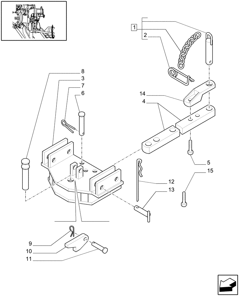 Схема запчастей Case IH JX1085C - (1.89.3/10) - (VAR.907) TOW-BAR CATEGORY "A" TOW HOOK 33 MM (09) - IMPLEMENT LIFT