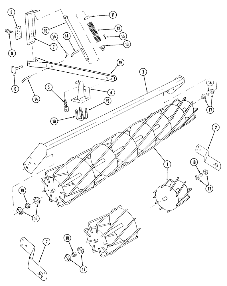 Схема запчастей Case IH 568 - (9-19) - ROLLING BASKET MULCHER (09) - CHASSIS/ATTACHMENTS