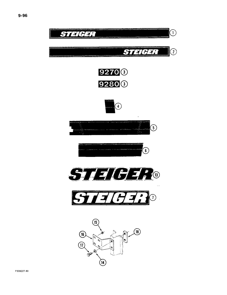 Схема запчастей Case IH 9270 - (9-96) - DECALS (09) - CHASSIS/ATTACHMENTS