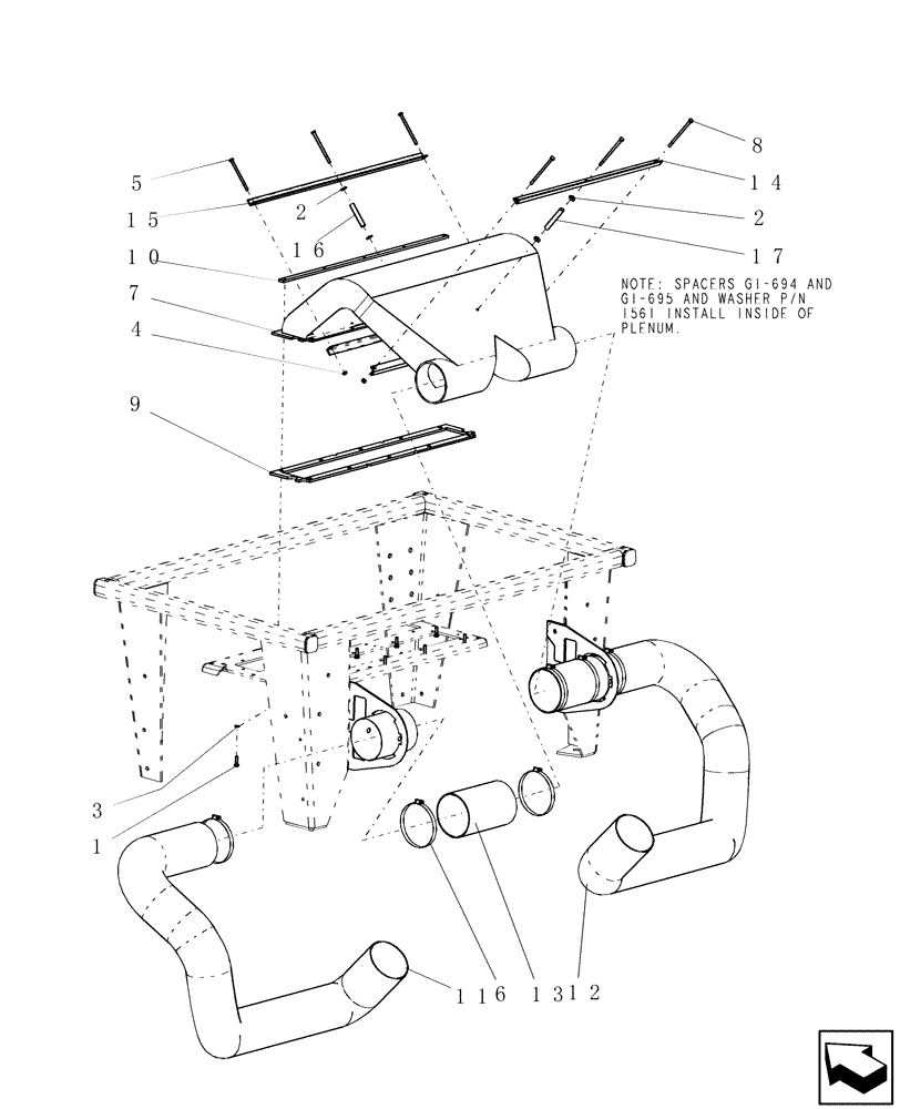 Схема запчастей Case IH ADX2230 - (L.10.G[10]) - THIRD TANK OPTION - INLET PLENUM L - Field Processing