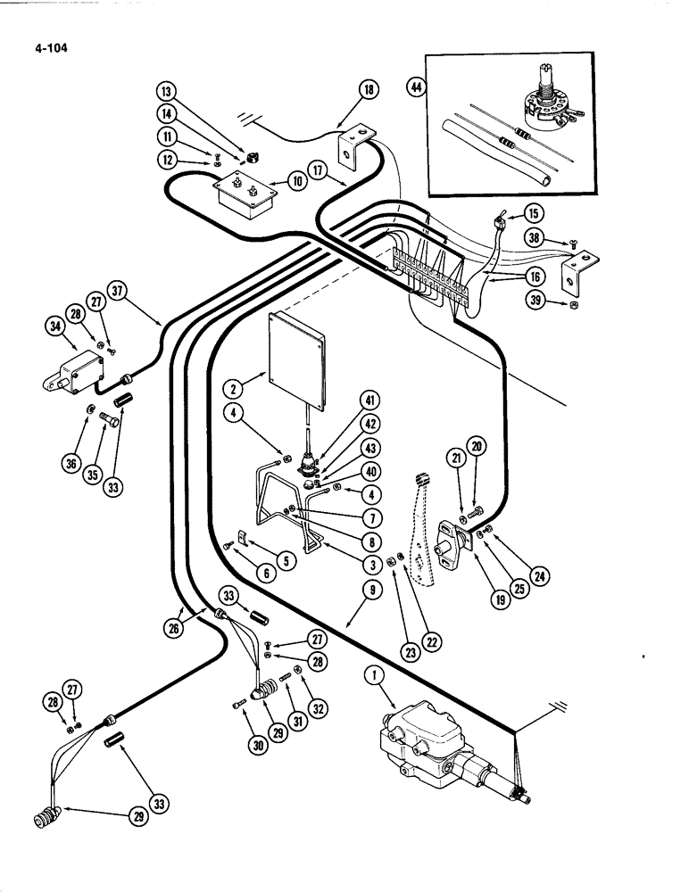 Схема запчастей Case IH 4494 - (4-104) - ELECTRIC HITCH WIRING (04) - ELECTRICAL SYSTEMS