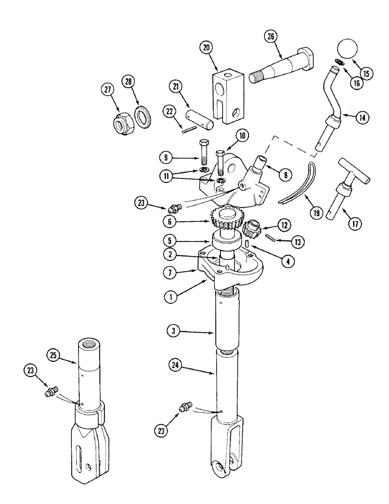 Схема запчастей Case IH 1394 - (9-368) - LEVELING LEVER, TRACTORS WITHOUT CAB (09) - CHASSIS/ATTACHMENTS