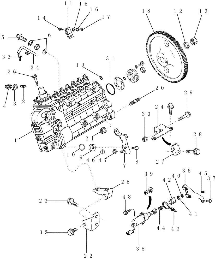 Схема запчастей Case IH PX240 - (03-04) - FUEL INJECTION - PUMP AND DRIVE (03) - FUEL SYSTEM