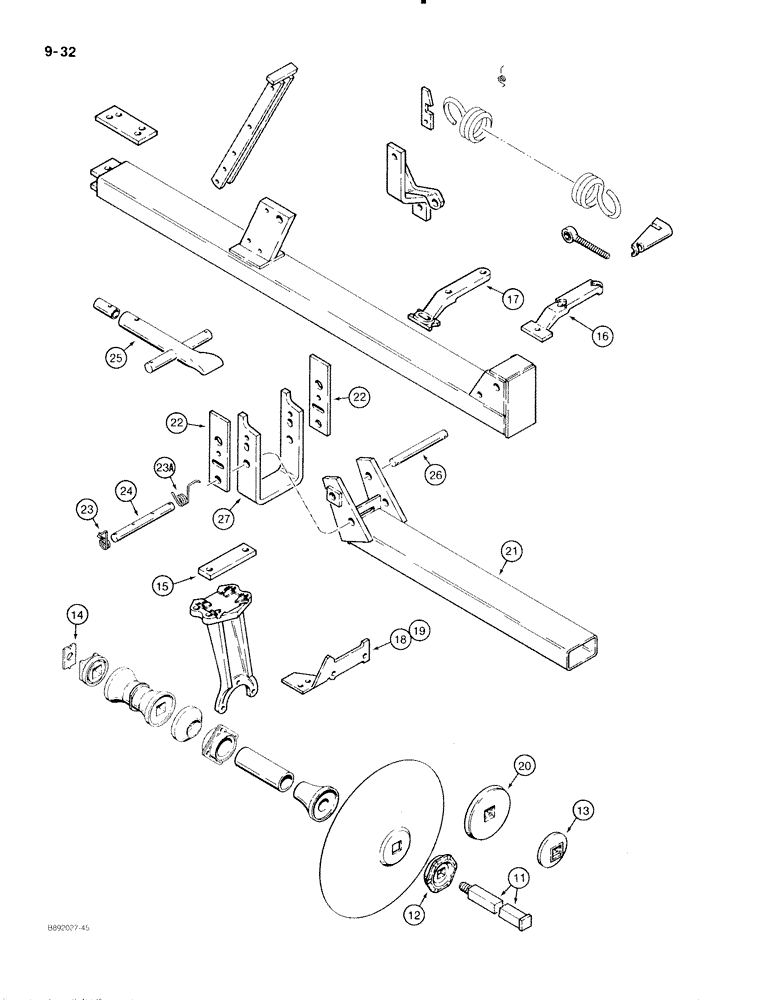 Схема запчастей Case IH 475 - (9-32) - DISKS AND GANGS, USED WITH FOLDING FRAME, 1-1/8 INCH DIAMETER SQUARE ARBOR BOLT (09) - CHASSIS/ATTACHMENTS