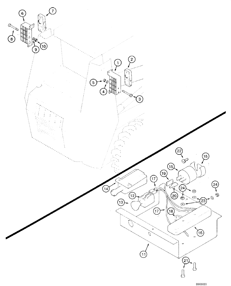 Схема запчастей Case IH 1840 - (04-13) - ROAD LAMPS AND SWITCH ASSY, (EUROPE), - JAF0098065 (04) - ELECTRICAL SYSTEMS