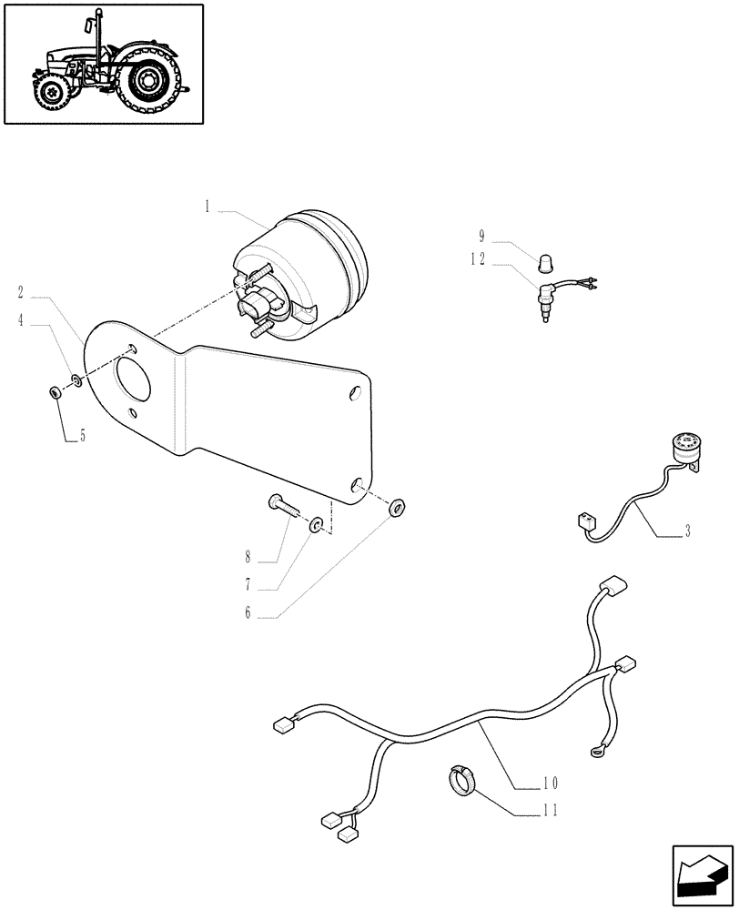 Схема запчастей Case IH JX75 - (1.75.0/01) - (VAR.409) REVERSE SPEED ALARM FOR TRANSMISSION 12+4 (06) - ELECTRICAL SYSTEMS