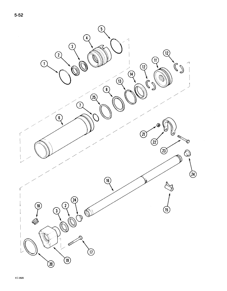 Схема запчастей Case IH 495 - (5-052) - MECHANICAL FRONT DRIVE "ZF", STEERING CYLINDER (05) - STEERING