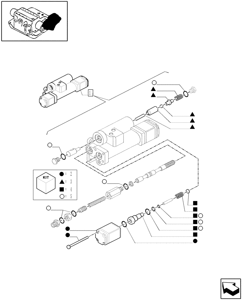 Схема запчастей Case IH JX1075N - (1.82.4/01A) - (VAR.821-832) ELECTRONIC LIFT (OPEN CENTER) - VALVE - BREAKDOWN (07) - HYDRAULIC SYSTEM