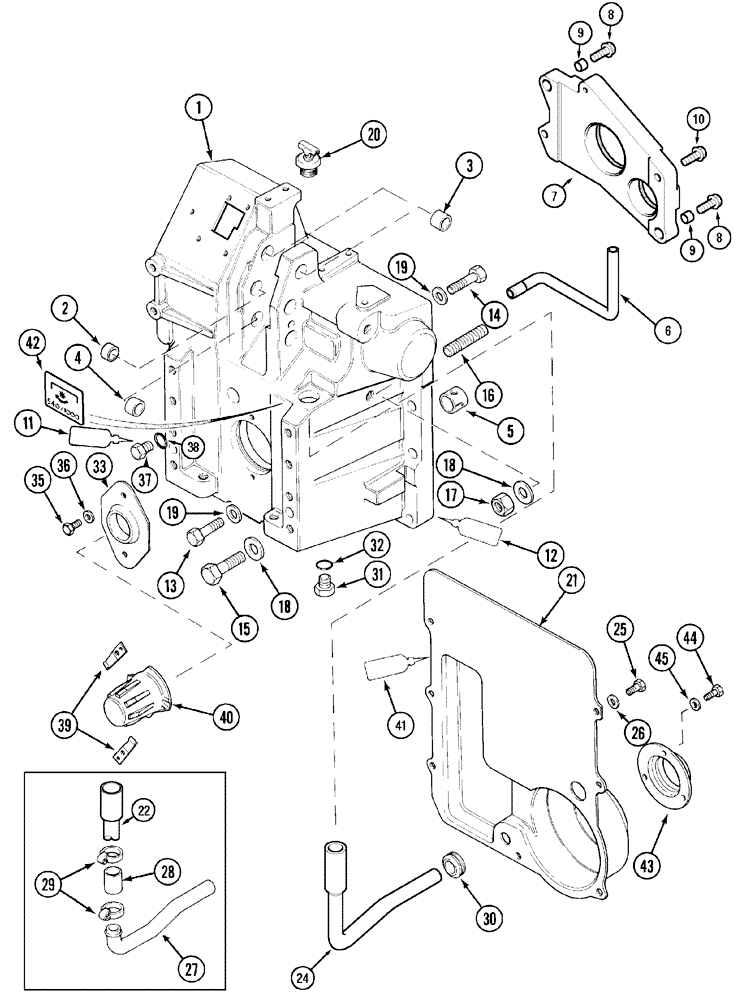 Схема запчастей Case IH MX100 - (06-27) - P.T.O. HOUSING AND OIL BAFFLE (06) - POWER TRAIN