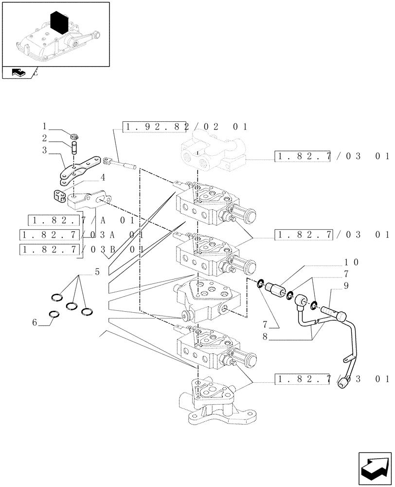 Схема запчастей Case IH FARMALL 95N - (1.82.7/03[02]) - THREE REMOTE VALVES & FLOW-RATE REGULATOR FOR MDC - PIPES AND RINGS (VAR.330390-331390 / 743525) (07) - HYDRAULIC SYSTEM