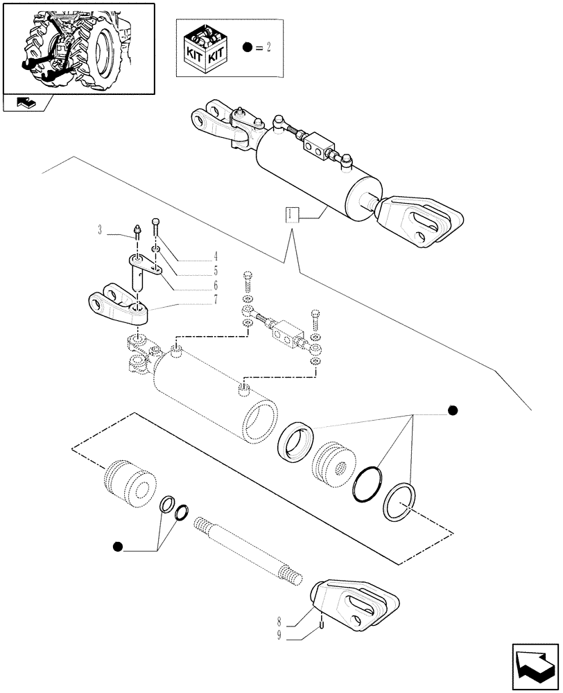 Схема запчастей Case IH PUMA 125 - (1.89.6/03B) - ADJUSTABLE LIFT - ROD - BREAKDOWN (VAR.330921-331921) (09) - IMPLEMENT LIFT