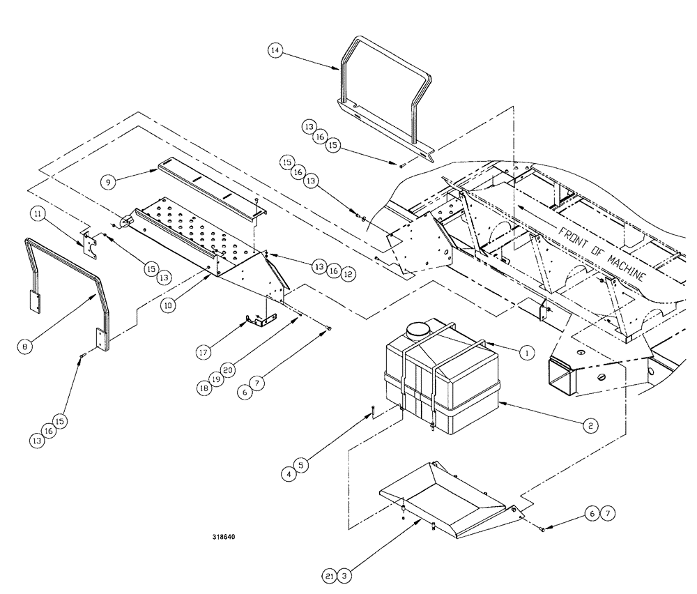 Схема запчастей Case IH SPX3200B - (158) - RINSE AND DECK ASSEMBLY - ELLIPTICAL TANK (78) - SPRAYING