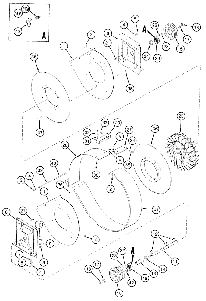 Схема запчастей Case IH 2155 - (9C-20) - REAR FAN (15) - HANDLING SYSTEM