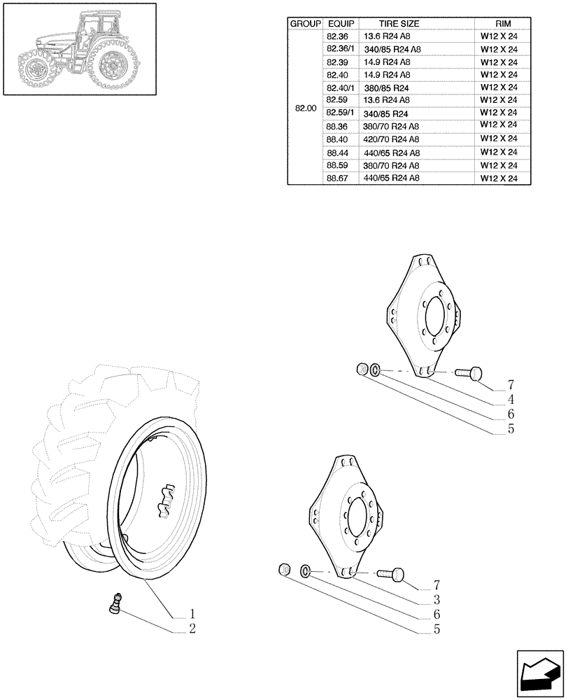 Схема запчастей Case IH JX1090U - (82.00[03]) - DRIVE WHEEL RIM (4WD) (11) - WHEELS/TRACKS